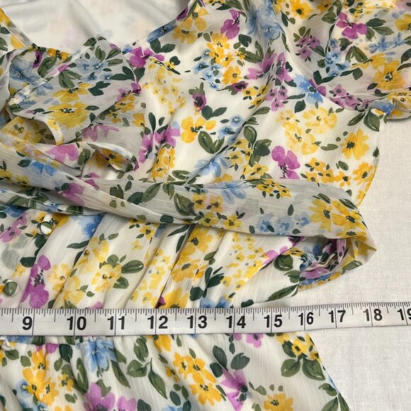 Calvin Klein Women's Midi Dress Floral Short Sleeve Belted Size 14 Elastic Waist - Picture 8 of 11